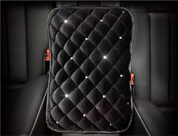 Чехол на подлокотник велюр со стразами 21x29см Черный