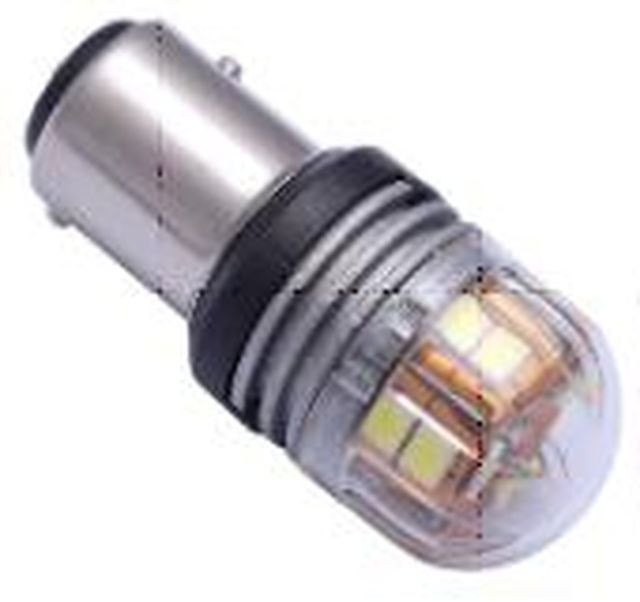 Маяк Cвет-од 12V  T25/5   15 SMD (2835) BAY15d 360* SUPER WHITE (бл.2шт)