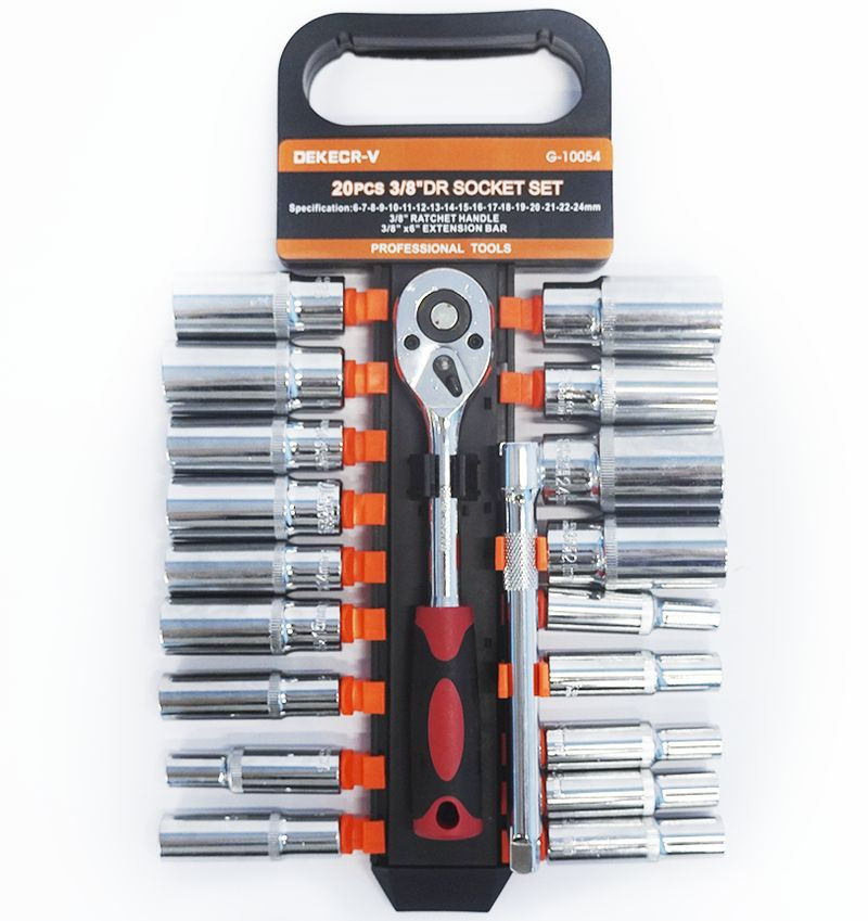DC Набор торцевых головок с трещеткой 3/8" 20 предметов (длинные)
