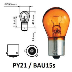 Автолампа Narva 12V PY21W 21W BAU15s AMBER (оранж.) (смещен. цоколь) (упак.10шт)