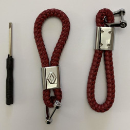 Брелок кожа плетенная  RENAULT  Красный