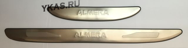 Накладки на пороги алюминиевые с тиснением  Nissan Almera  (4шт)