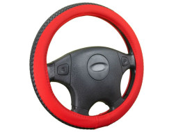 Оплетка на руль CF BRAID - М, Чёрный/Красный (экокожа/плетение)