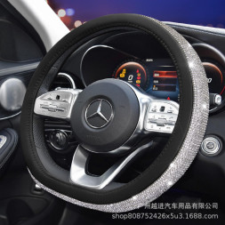 Оплетка на руль D-образная Swarovski - М, черный