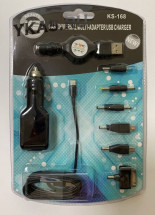 Зарядн.устр-во для телефона  KS 168 насадок USB 12/24В,  цвет черный