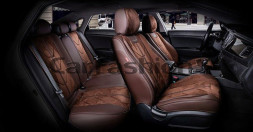 Чехлы  «5D» PREMIUM каркасные «START PLUS» Кофе/Кофе/Кофе  (экокожа/нубук)