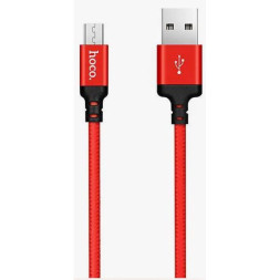 Кабель HOCO USB - micro USB (1м) черно-красный X14