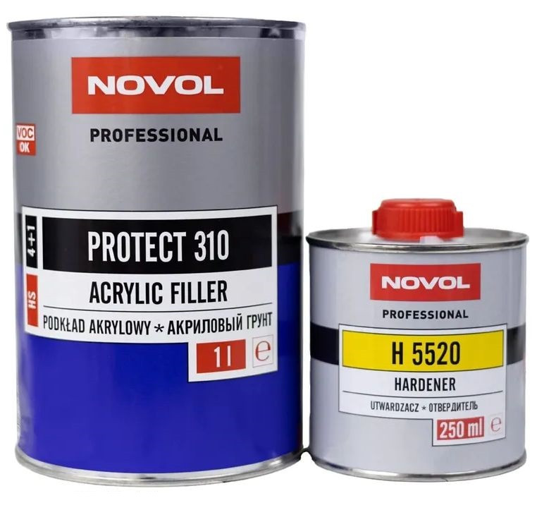 Грунт Novol Protect 310 4+1 белый 1л (толстый слой, прочный, высокая вязкость)