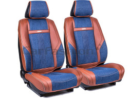 Накидки Фронт  «JEANS»  Синий/Коричневый/Коричневый  (джинс/экокожа)