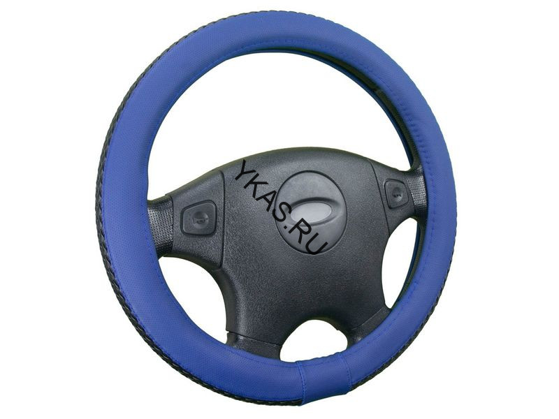 Оплетка на руль   CF  BRAID - М, Чёрный/Синий  (экокожа/плетение)