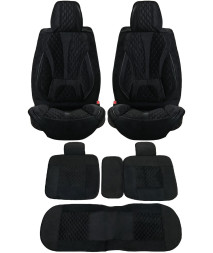 Комплект Накидок Seintex «Comfort Elite» Чёрный (велюр/подушка под поясницу/боковая поддержка)