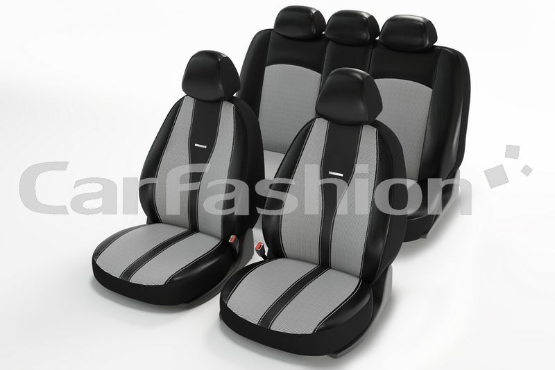 Чехлы  «MAJOR», Св.Серый/Чёрный/Серый  (Экокожа/жаккард)