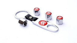 Брелок-ключ + колпачок на ниппель 4 шт CITROEN (черный)