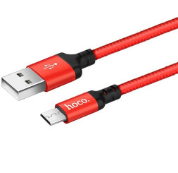 Кабель HOCO  USB - micro USB (1м)  черно-красный X14