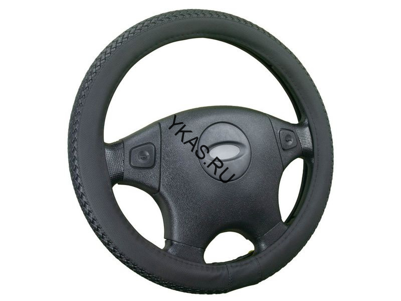 Оплетка на руль   CF  BRAID - М, Чёрный/Чёрный  (экокожа/плетение)