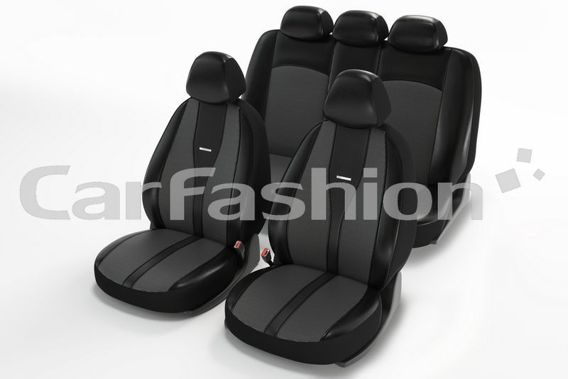 Чехлы  «MAJOR», Чёрный/Чёрный/Т.Серый  (Экокожа/жаккард)