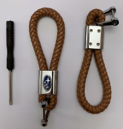 Брелок кожа плетенная  SUBARU  Коричневый