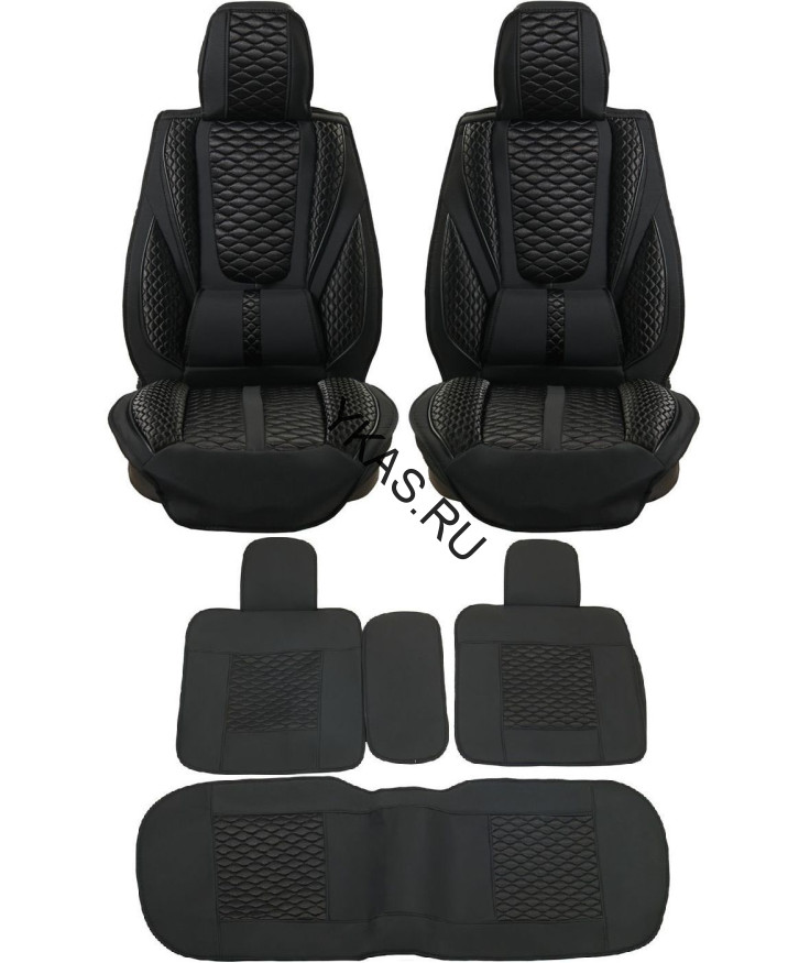 Комплект Накидок  Seintex  «Comfort Premier» Чёрный (велюр/подушка под поясницу/боковая поддержка)