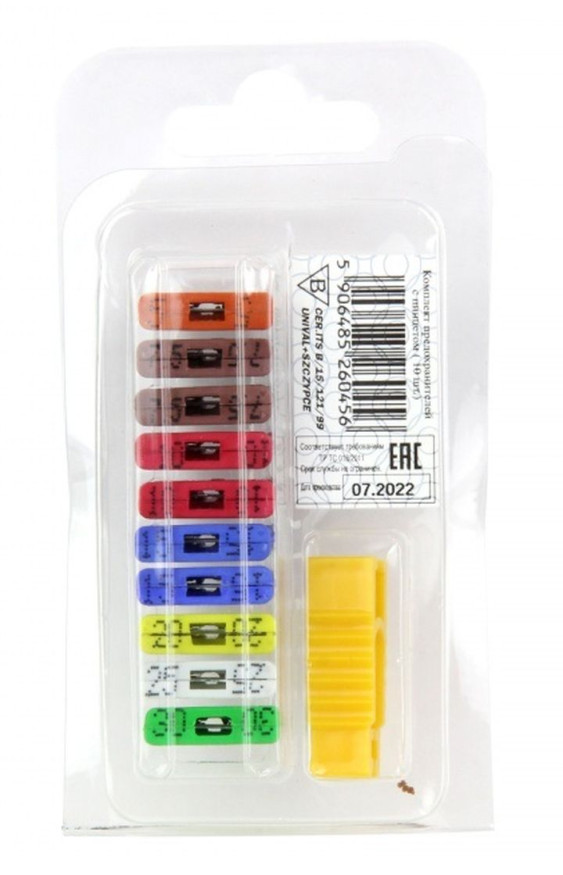Предохранители флажковые "Nova Bright" MAXI  MTA "Uni Val" с захватом, набор 5А-30А  10шт