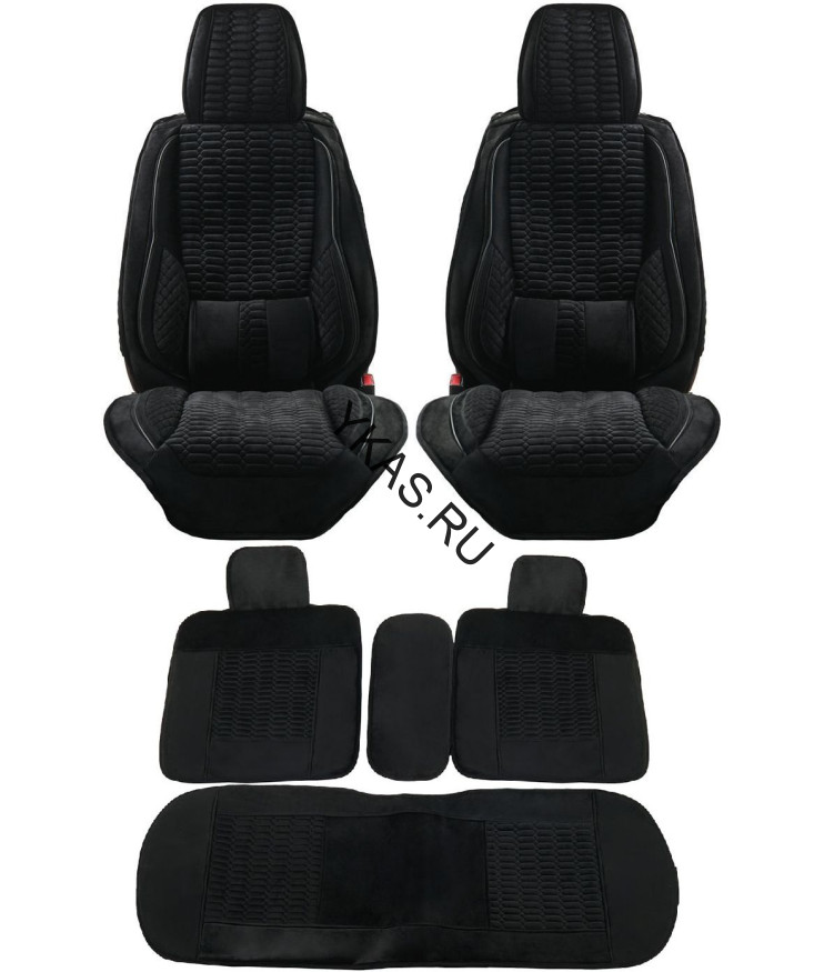Комплект Накидок  Seintex  «Comfort» Чёрный (велюр/подушка под поясницу/боковая поддержка)