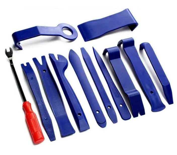 Съемник панелей облицовки пластиковый, набор, 12 предметов, черный  PRO