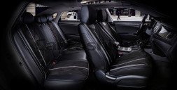 Чехлы  «5D» PREMIUM каркасные «START PLUS» Чёрный/Чёрный/Тёмн.Серый  (экокожа/нубук)