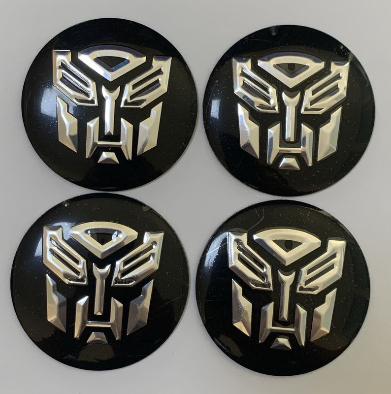 Этикетки на диски (метал)  диам. 56,5мм.  "TRANSFORMER" черный  (4 шт.)