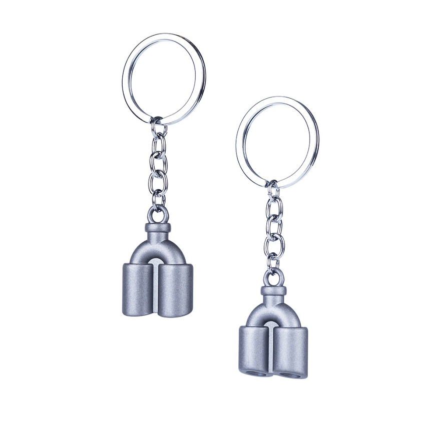Брелок  "Выхлопная система, глушитель" карабин (1 кольцо)  Серый