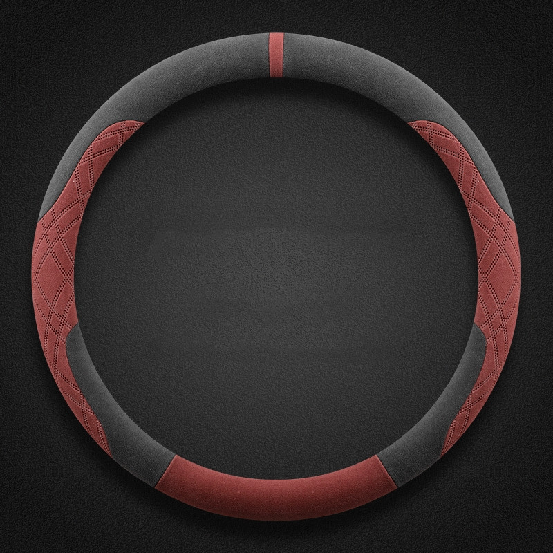 Оплетка на руль   Carlife  - М,  алькантара, белая основа, нулевая отметка черный/красный