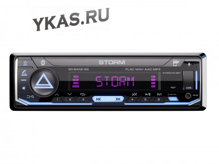 Автомагн.  AURA STORM-515BT Black/Blue USB/SD ресивер , 4х51 Вт