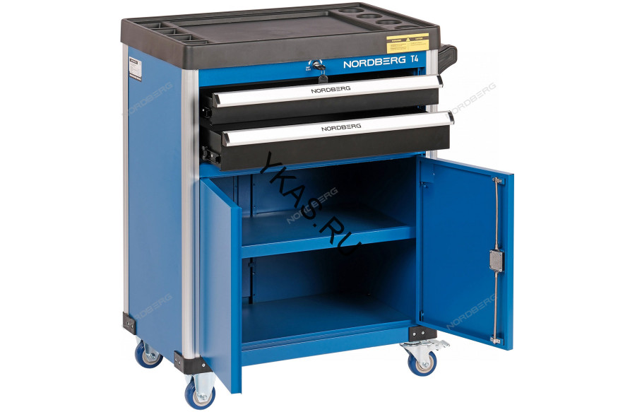 Тележка инструментальная NORDBERG T4 (2 выдвижных ящика, две полки с дверцами)