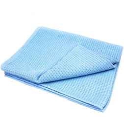 Полотенце вафельное №1 для протирки стекол 40х40см синяя
