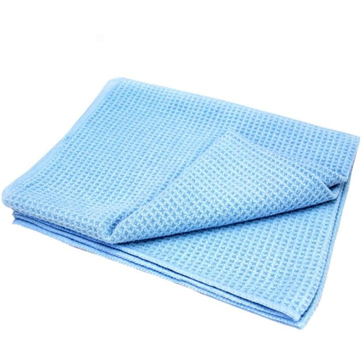 Полотенце вафельное №1 для протирки стекол 40х40см синяя