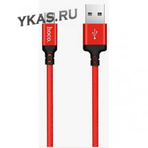 Кабель HOCO  USB - micro USB (1м)  черно-красный X14