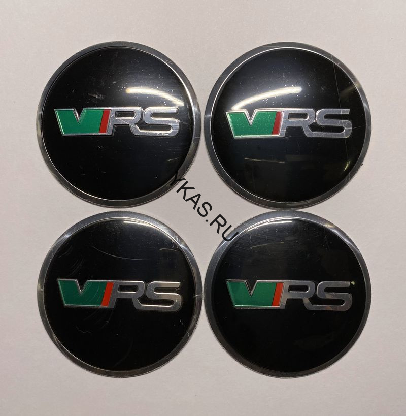 Этикетки на диски (метал)  диам. 56,5мм.  "V/RS" черный  (4 шт.)