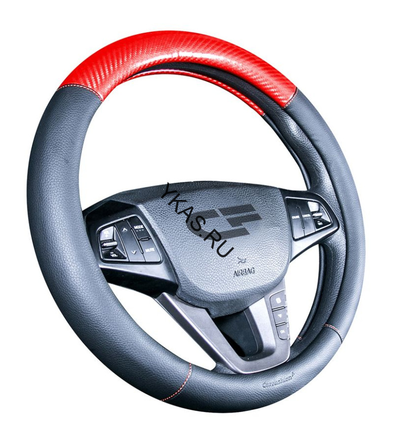 Оплетка на руль   CF  CARBON - М, Черный/Красный