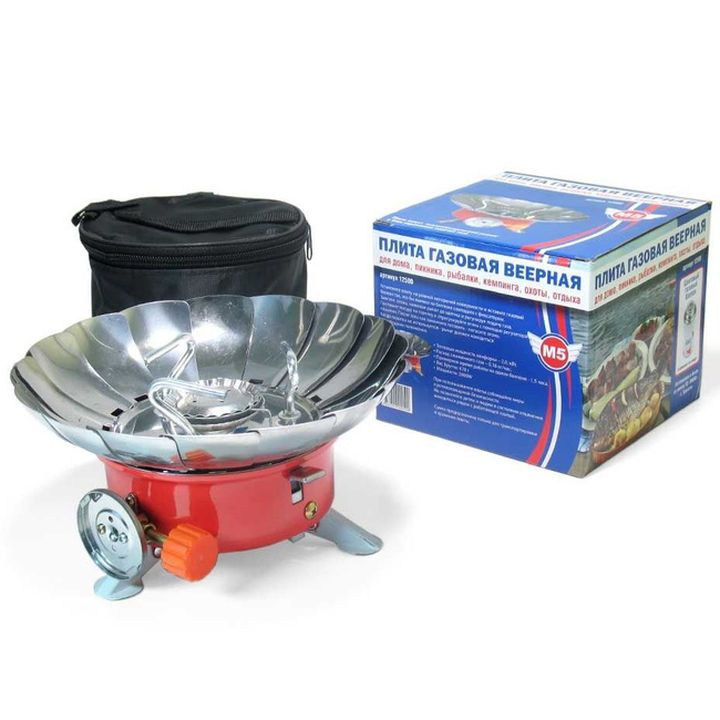 Плита газовая веерная М5 (с пъезоподжигом, складная , чехол) "лепестковая"