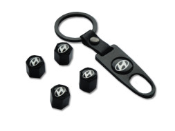 Брелок-ключ + колпачок на ниппель 4 шт HYUNDAI (черный)
