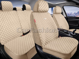 Комплект Накидок   «POLO PLUS»  Бежевый (велюр/усиленная боковая утягивающая резинка/разд.подгол. )