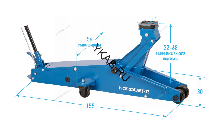 Удлиненный подкатной домкрат NORDBERG N3220N для грузового транспорта