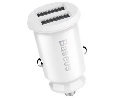 АЗУ  Baseus  2USB (12/24V - 5V 3,1A / 3,1A) белый