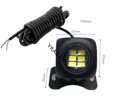 Ходовые огни  SOLAR задний ход, линза 6 SMD, 1шт. 25х25мм. на кронштейне