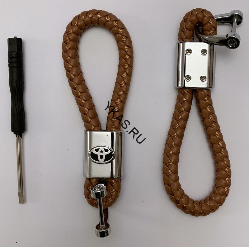 Брелок кожа плетенная  TOYOTA  Коричневый
