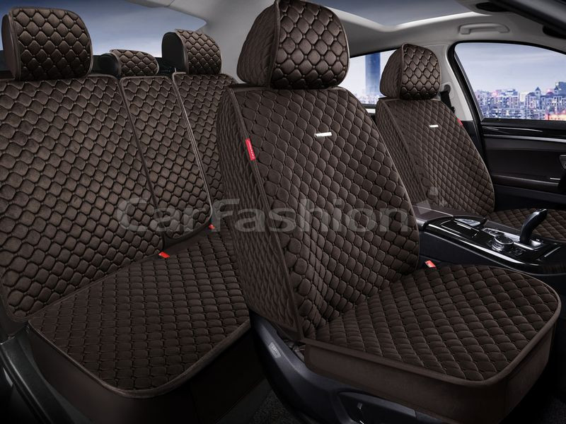 Комплект Накидок   «POLO PLUS»  Коричневый (велюр/усиленная боковая утягивающая резинка/разд.подгол)