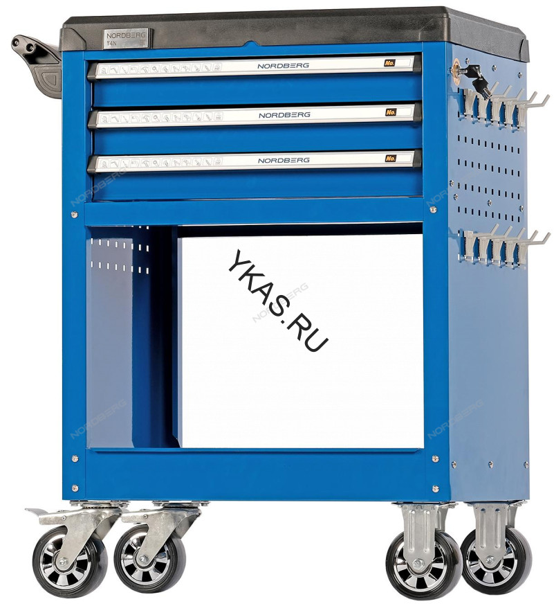 Тележка инструментальная NORDBERG T4N (3 выдвижных ящика + открытый отсек)