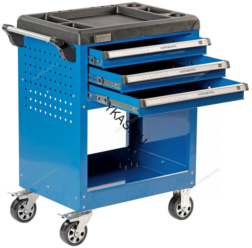 Тележка инструментальная NORDBERG T4N (3 выдвижных ящика + открытый отсек)