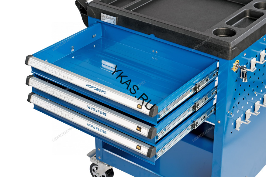 Тележка инструментальная NORDBERG T4N (3 выдвижных ящика + открытый отсек)