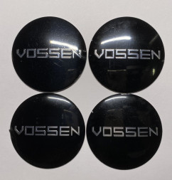 Этикетки на диски (метал)  диам. 56,5мм.  "VOSSEN" черный  (4 шт.)