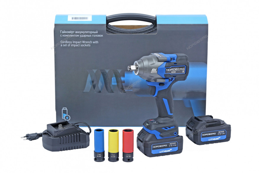 Аккумуляторный гайковерт NORDBERG NE808K (1/2", 21В, 1200Нм)