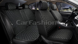 Комплект Накидок   «CUBE»  Чёрный/Чёрный/Серый  (лён/экокожа)